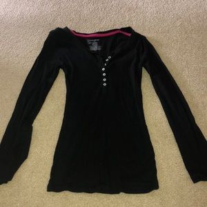 Black long sleeve button down top